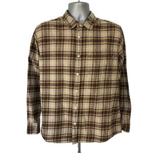 Eddie Bauer Men’s Flannel Shirt Large Plaid 100% Cotton Button Front Long Sleeve